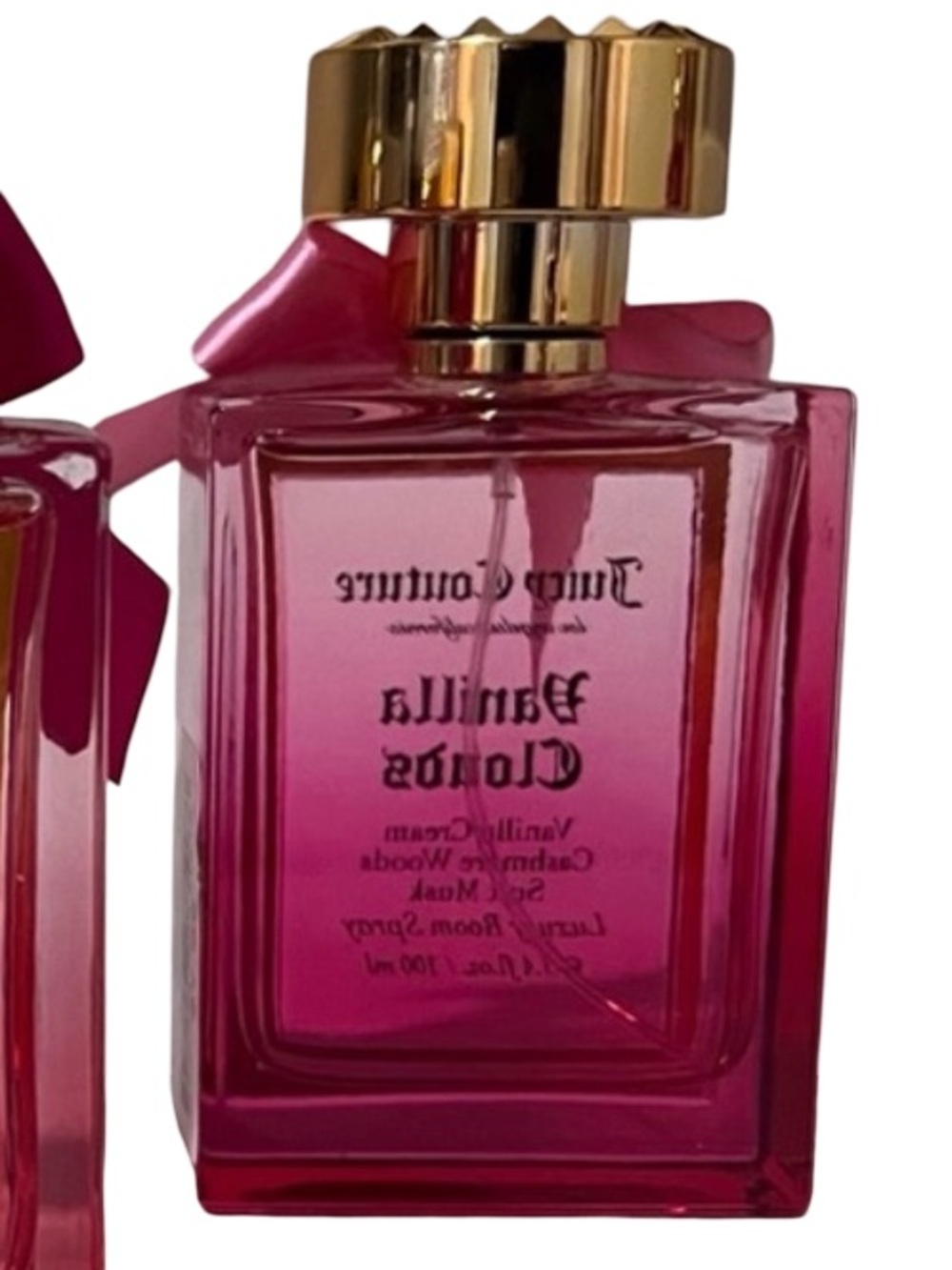 Juicy Couture NWT Classic Juicy Pink Glass Room Spray Trio with Pink Bows - Picture 8 of 9